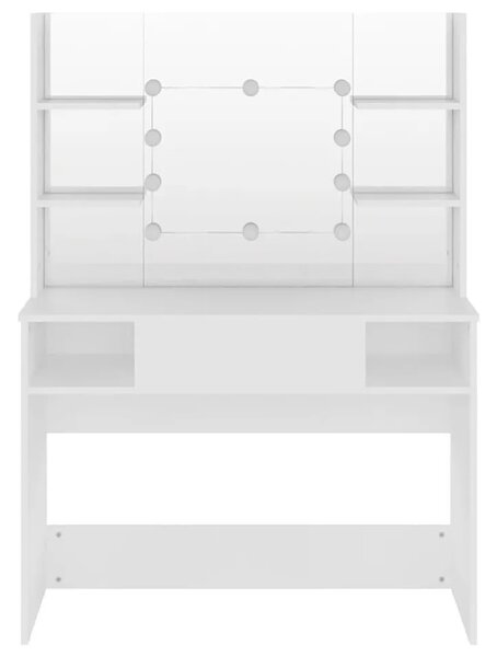 Biała Toaletka Z Lustrem I Żarówkami Led H4-E33