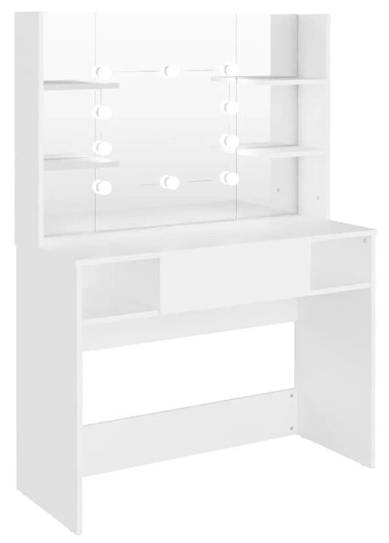 Biała Toaletka Z Lustrem I Żarówkami Led H4-E33
