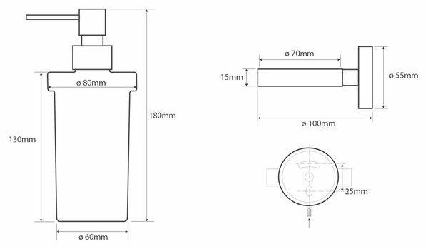 SAPHO XR101 X-Round dozownik mydła, szkło mleczne/ chrom, 230 ml