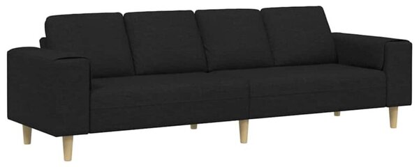 Nowoczesna czarna sofa z podÅokietnikami i ottomanami, 4 miejsca, tapicerka z poliestru, trwaÅa i komfortowa