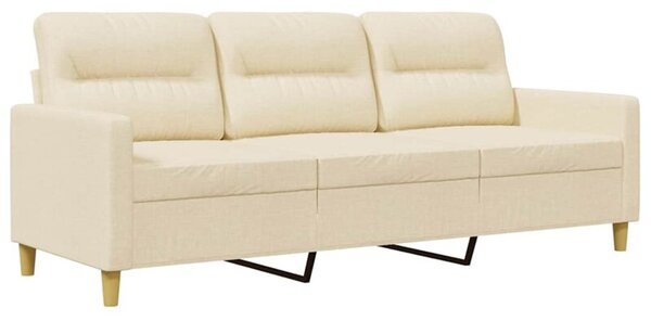 Sofa, 3-osobowa kremowa, 180 cm, tapicerowana tkaninÄ