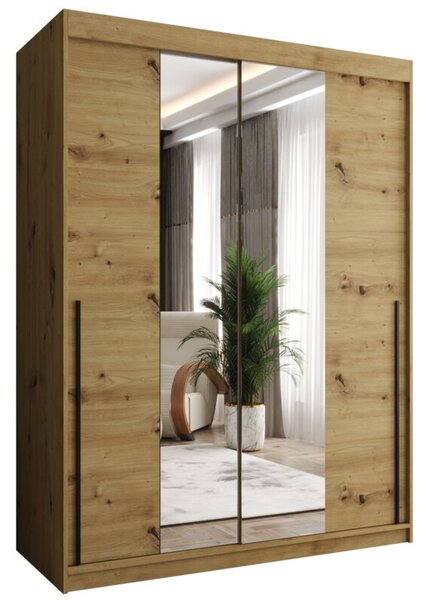 Szafa przesuwna z lustrem Garderoba SIMA T1 150 artisan + u. czarny