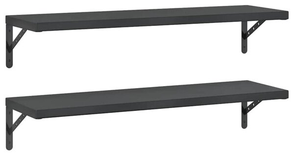Półki ścienne, 2 szt., 100x30 cm, czarna stal nierdzewna