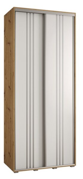 Szafa przesuwna wysoka Davos 6 110, gł. 60 cm artisan + biały + srebrny