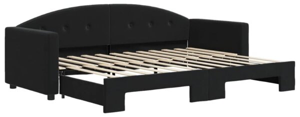 Sofa rozsuwana, czarna, 80x200 cm, aksamit