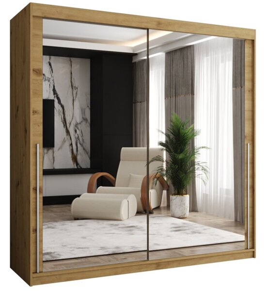 Szafa przesuwna z lustrem Garderoba SIMA T3 200 artisan + u. srebrny