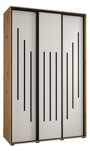 Szafa przesuwna wysoka Davos 8 160, gł. 60 cm artisan + biały + czarny