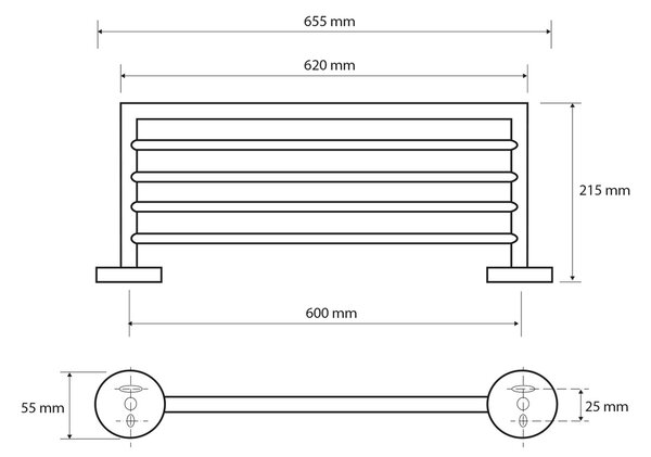 SAPHO XR413 X-Round półka na ręczniki 65 cm, srebrny