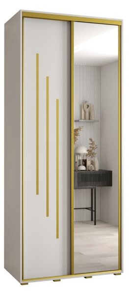 Szafa przesuwna wysoka Davos 9 120, gł. 60 cm biały + biały + złoty