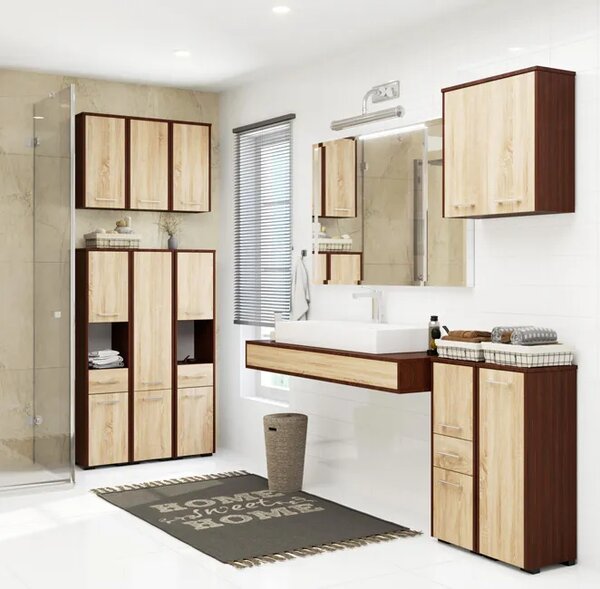 Wisząca szafka łazienkowa wenge + dąb sonoma Z1-L32