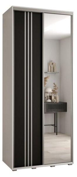 Szafa przesuwna wysoka Davos 7 120, gł. 60 cm biały + czarny + srebrny