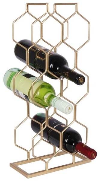Stojak na wino metalowy złoty 8 butelek 23x48 cm
