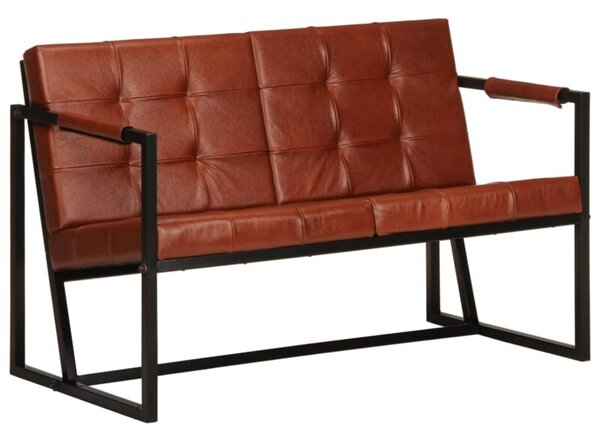 Sofa 2-osobowa, brÄ zowa, naturalna skÃ³ra kozia