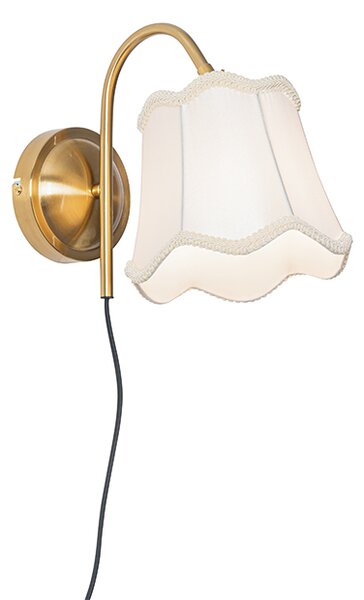 Klassieke wandlamp messing met witte lampenkap - Nona Oswietlenie wewnetrzne