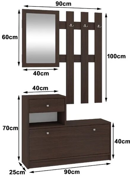 Garderoba do przedpokoju w kolorze wenge B2-W30