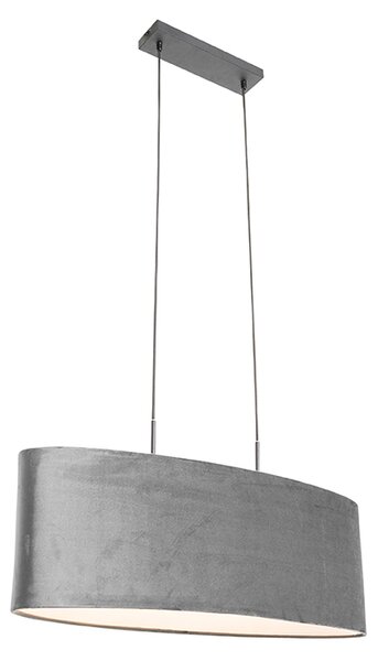 Moderne hanglamp zwart met kap grijs 2-lichts - Tanbor Oswietlenie wewnetrzne