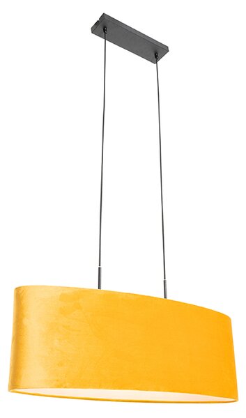 Moderne hanglamp zwart met kap geel 2-lichts - Tanbor Oswietlenie wewnetrzne