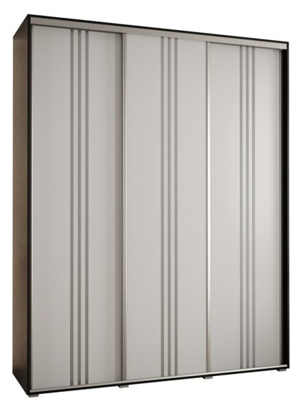 Szafa przesuwna wysoka Davos 6 200, gł. 45 cm czarny + biały + srebrny