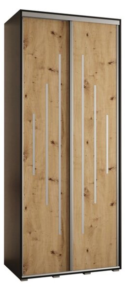 Szafa przesuwna wysoka Davos 12 120, gł. 45 cm czarny + artisan + srebrny