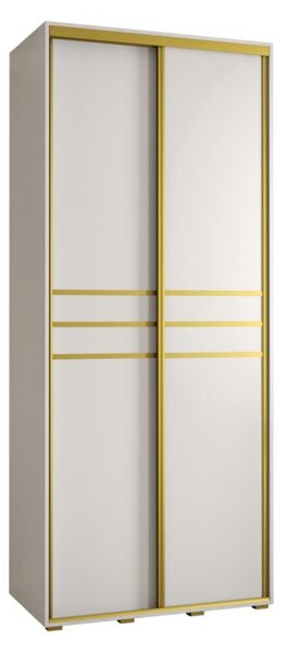 Szafa przesuwna wysoka Davos 10 120, gł. 60 cm biały + biały + złoty