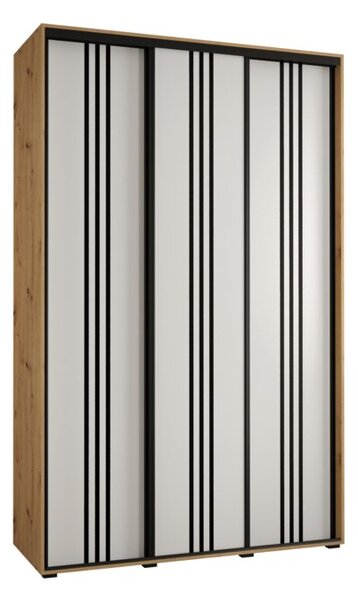 Szafa przesuwna wysoka Davos 6 160, gł. 60 cm artisan + biały + czarny