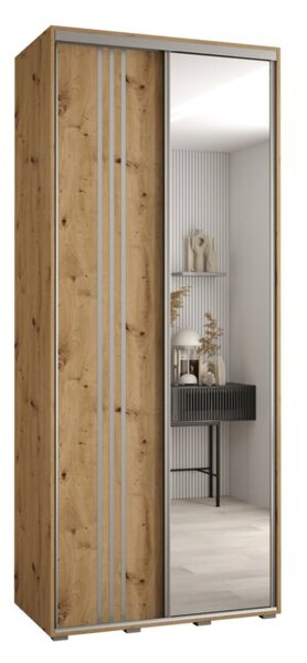 Szafa przesuwna wysoka Davos 7 120, gł. 60 cm artisan + artisan + srebrny