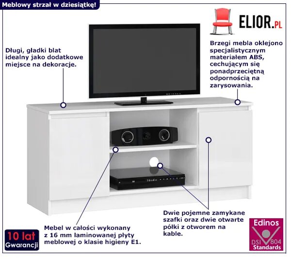 Biała szafka pod telewizor w połysku M1-C98