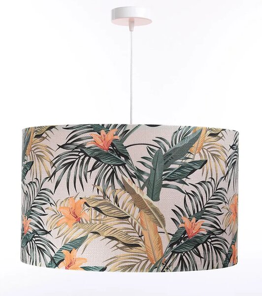 Pomarańczowa lampa wisząca z abażurem w kwiaty - S367 M7-M98