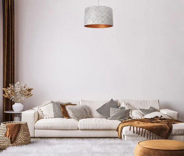 Szaro-miedziana lampa wisząca z wzorami - S363 E6-F27