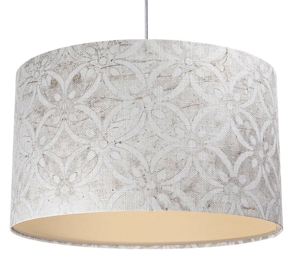 Szaro-kremowa lampa wisząca ze zdobionym abażurem - S363 H3-W69
