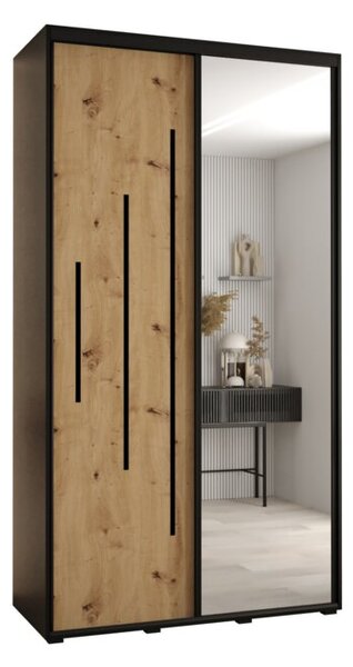 Szafa przesuwna wysoka Davos 13 140, gł. 60 cm czarny + artisan + czarny