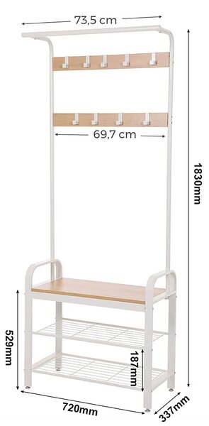 Beżowa szafka na buty z wieszakiem H3-C64