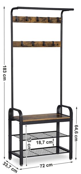 Industrialny Wieszak Do Przedpokoju Rustykalny Brąz B5-L45