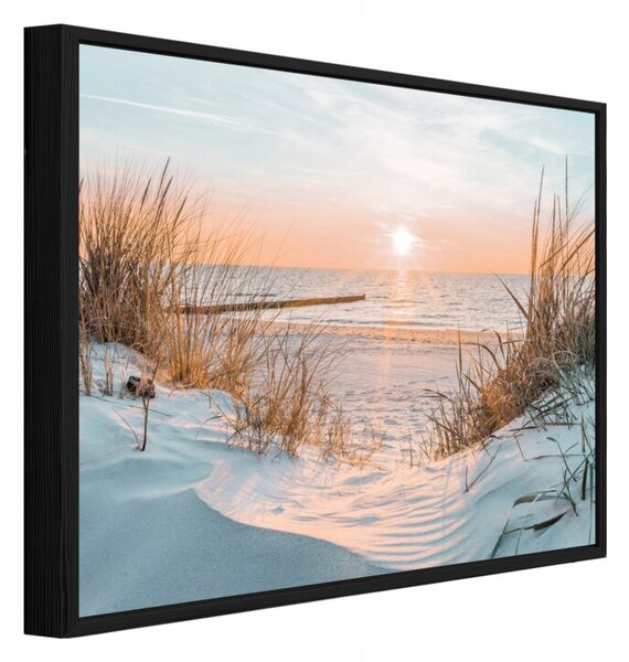 Obraz W Ramie Na Płótnie Plaża Beżowy Do Sypialni Salonu 60x40