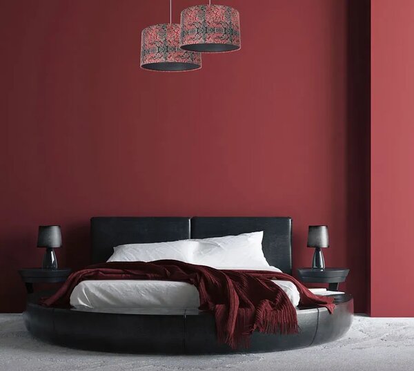 Czerwono-grafitowa lampa wisząca z abażurem - 5X S374 K5-P16