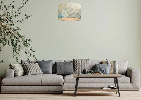 Kremowa okrągła lampa wisząca w kwiaty - 3X S371 M0-N44