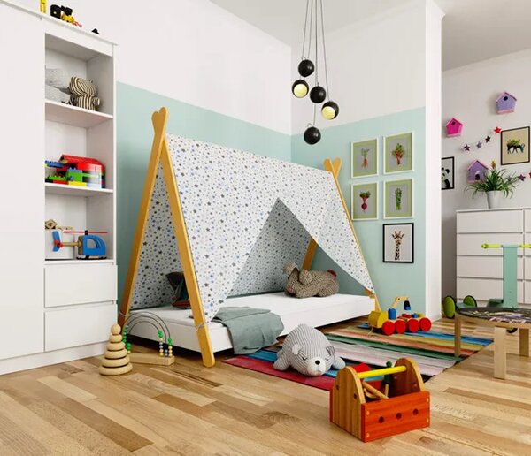 Białe łóżko dziecięce tipi 80x180B7-L15