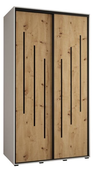 Szafa przesuwna wysoka Davos 8 130, gł. 45 cm biały + artisan + czarny
