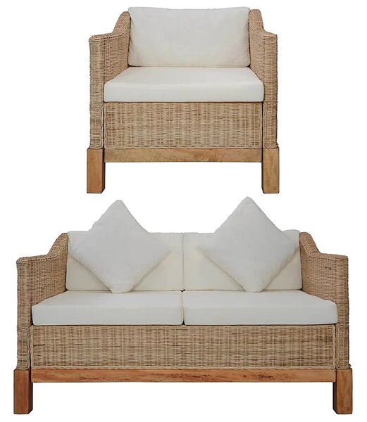 2-częściowy zestaw wypoczynkowy, sofa i fotel, naturalny rattan D1-Z04