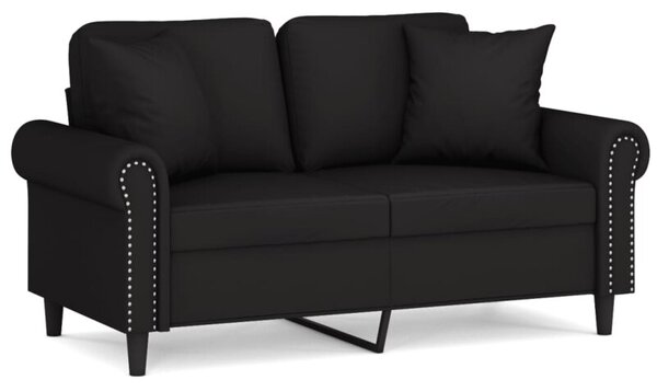 Sofa 2-osobowa z poduszkami, czarna, 120 cm, aksamit