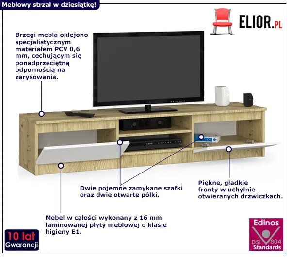 Szafka pod telewizor dąb artisan + biały T6-B06