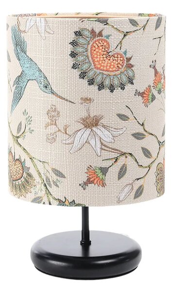Czarna lampka nocna z motywem kwiatów - S386 F1-C51