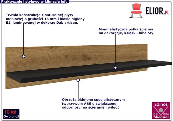Półka ścienna dąb artisan P3-E47