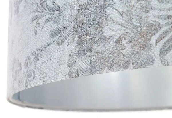 Srebrna lampa wisząca z nadrukiem na kloszu - S393 T7-F60