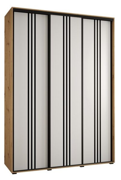 Szafa przesuwna wysoka Davos 6 180, gł. 60 cm artisan + biały + czarny