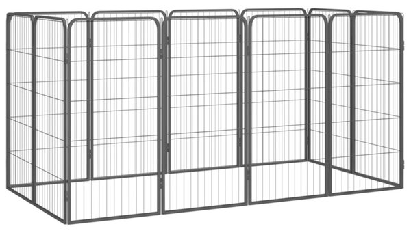 Kojec dla psa, 12 paneli, czarny, 50x100 cm, stal