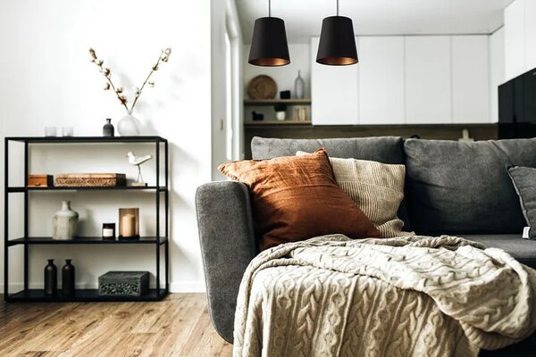Czarno-miedziana lampa wisząca stożek glamour - 4X S404 F4-K98