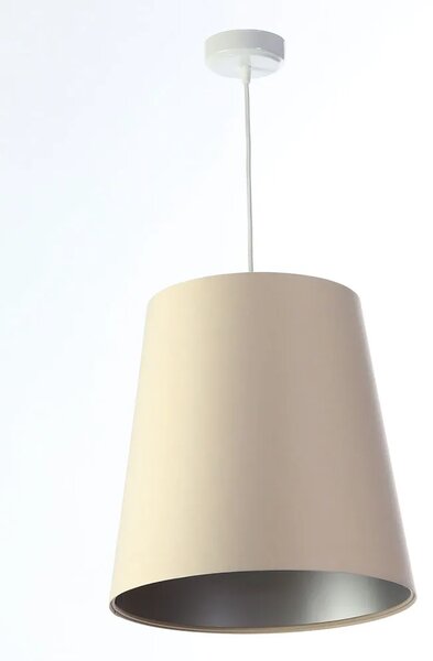 Kremowo-srebrna lampa wisząca stożek do salonu H4-W02