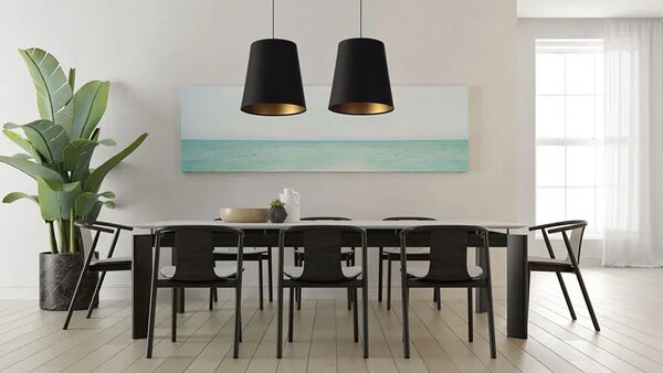 Czarno-złota lampa wisząca glamour z abażurem - 2Q S404 B9-E52