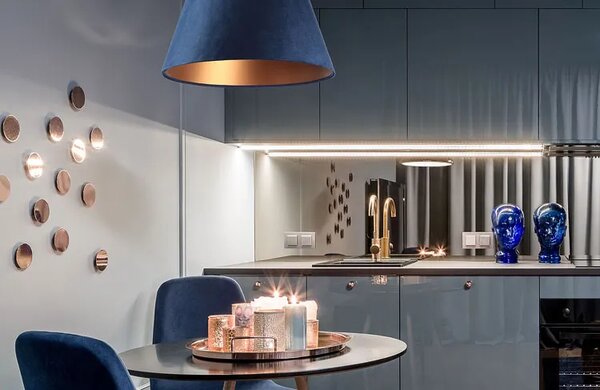 Granatowa lampa wisząca dzwon glamour - 5X S409 Z4-E99